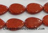 CFG822 12.5 inches 15*20mm carved leaf red jasper beads wholesale