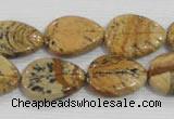 CFG823 12.5 inches 15*20mm carved leaf picture jasper beads wholesale