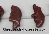 CFG857 Top-drilled 12*24mm carved animal red jasper beads