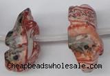 CFG863 Top-drilled 12*18mm carved animal red zebra jasper beads