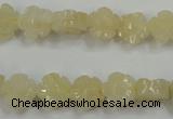 CFG880 15.5 inches 10mm carved flower yellow jade gemstone beads