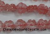 CFG884 15.5 inches 12mm carved flower cherry quartz beads