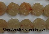 CFG888 15.5 inches 14mm carved flower red aventurine beads