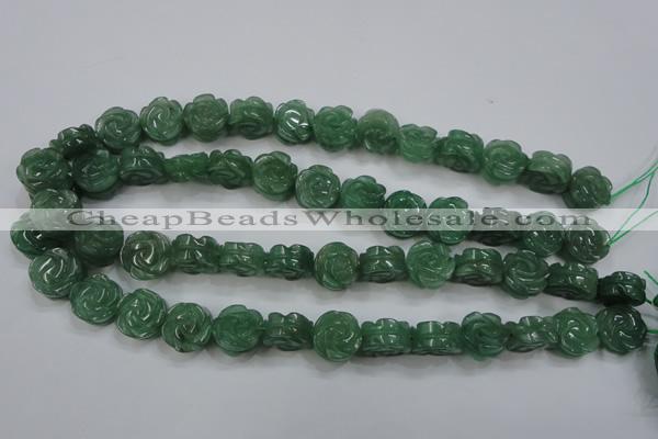 CFG889 15.5 inches 14mm carved flower green aventurine beads