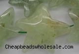 CFG920 30*33mm faceted & carved star green rutilated quartz beads