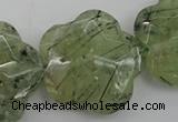 CFG923 32*33mm faceted & carved flower green rutilated quartz beads