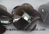 CFG948 32*33mm faceted & carved flower grey botswana agate beads