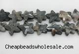 CFG984 15.5 inches 33*33mm carved star eagle eye jasper beads