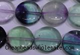 CFL1065 15 inches 18mm flat round natural fluorite gemstone beads