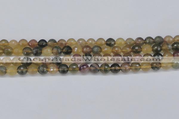 CFL1114 15.5 inches 12mm faceted round yellow fluorite gemstone beads