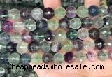 CLF1157 15.5 inches 10mm faceetd round fluorite gemstone beads