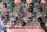 CLF1163 15.5 inches 10mm faceetd round fluorite gemstone beads