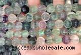 CLF1168 15.5 inches 10mm carved round fluorite gemstone beads