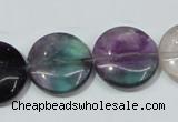 CFL167 15.5 inches 20mm flat round natural fluorite beads wholesale