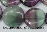 CFL168 15.5 inches 25mm flat round natural fluorite beads wholesale