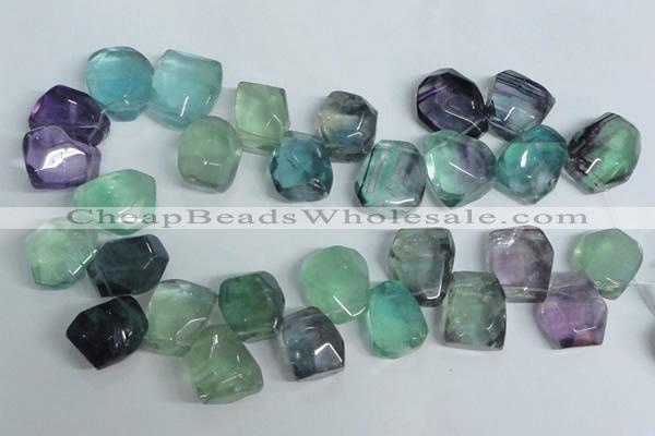 CFL332 15.5 inches 20*24mm faceted nugget natural fluorite beads