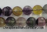 CFL405 15.5 inches 12mm faceted round rainbow fluorite beads