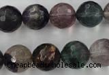 CFL406 15.5 inches 14mm faceted round rainbow fluorite beads