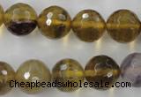 CFL456 15.5 inches 14mm faceted round rainbow fluorite beads