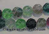 CFL457 15.5 inches 12mm carved round natural fluorite beads