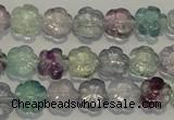 CFL491 15.5 inches 10mm carved flower natural fluorite beads