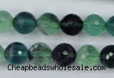 CFL54 15.5 inches 12mm faceted round AB grade natural fluorite beads