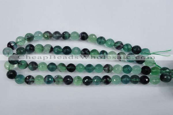 CFL54 15.5 inches 12mm faceted round AB grade natural fluorite beads