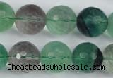 CFL56 15.5 inches 16mm faceted round AB grade natural fluorite beads