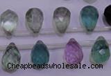 CFL709 Top-drilled 10*14mm faceted teardrop natural fluorite beads