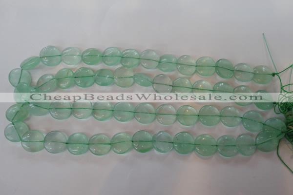 CFL864 15.5 inches 15mm flat round green fluorite gemstone beads