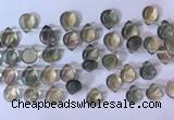 CFL962 Top drilled 9*12mm flat teardrop natural fluorite beads