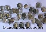 CFL963 Top drilled 10*14mm flat teardrop natural fluorite beads