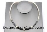 CFN124 potato white freshwater pearl & black labradorite necklace, 16 - 24 inches