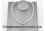 CFN161 baroque white freshwater pearl & white moonstone necklace with pendant