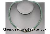 CFN202 4*6mm faceted rondelle green aventurine & potato white freshwater pearl necklace