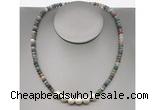 CFN205 4*6mm faceted rondelle Indian agate & potato white freshwater pearl necklace