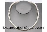 CFN21 7mm - 8mm potato white freshwater pearl necklace, 16 - 54 inches