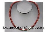 CFN212 4*6mm faceted rondelle red jasper & potato white freshwater pearl necklace