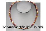 CFN217 4*6mm faceted rondelle mookaite & potato white freshwater pearl necklace