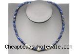 CFN220 4*6mm faceted rondelle lapis lazuli & potato white freshwater pearl necklace