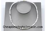 CFN227 4*6mm faceted rondelle white howlite & potato white freshwater pearl necklace