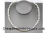 CFN23 8mm - 9mm baroque white freshwater pearl necklace, 16 - 54 inches