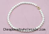 CFN593 Non-knotted 9mm - 10mm potato white freshwater pearl necklace