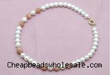 CFN718 9mm - 10mm potato white freshwater pearl & moonstone necklace