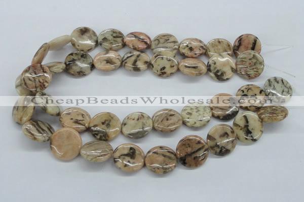 CFS08 15.5 inches 25mm flat round natural feldspar gemstone beads