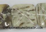 CFS208 30*30mm wavy square natural feldspar gemstone beads