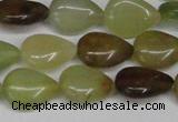 CFW121 15.5 inches 12*16mm flat teardrop flower jade gemstone beads