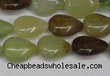 CFW123 15.5 inches 13*18mm flat teardrop flower jade gemstone beads