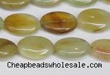 CFW126 15.5 inches 12*16mm flat oval flower jade gemstone beads