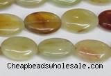 CFW127 15.5 inches 13*18mm flat oval flower jade gemstone beads